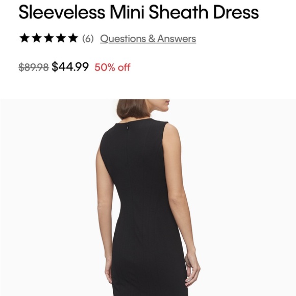 Calvin Klein Black Mini Sleeveless Sheath Dress - Picture 2 of 2